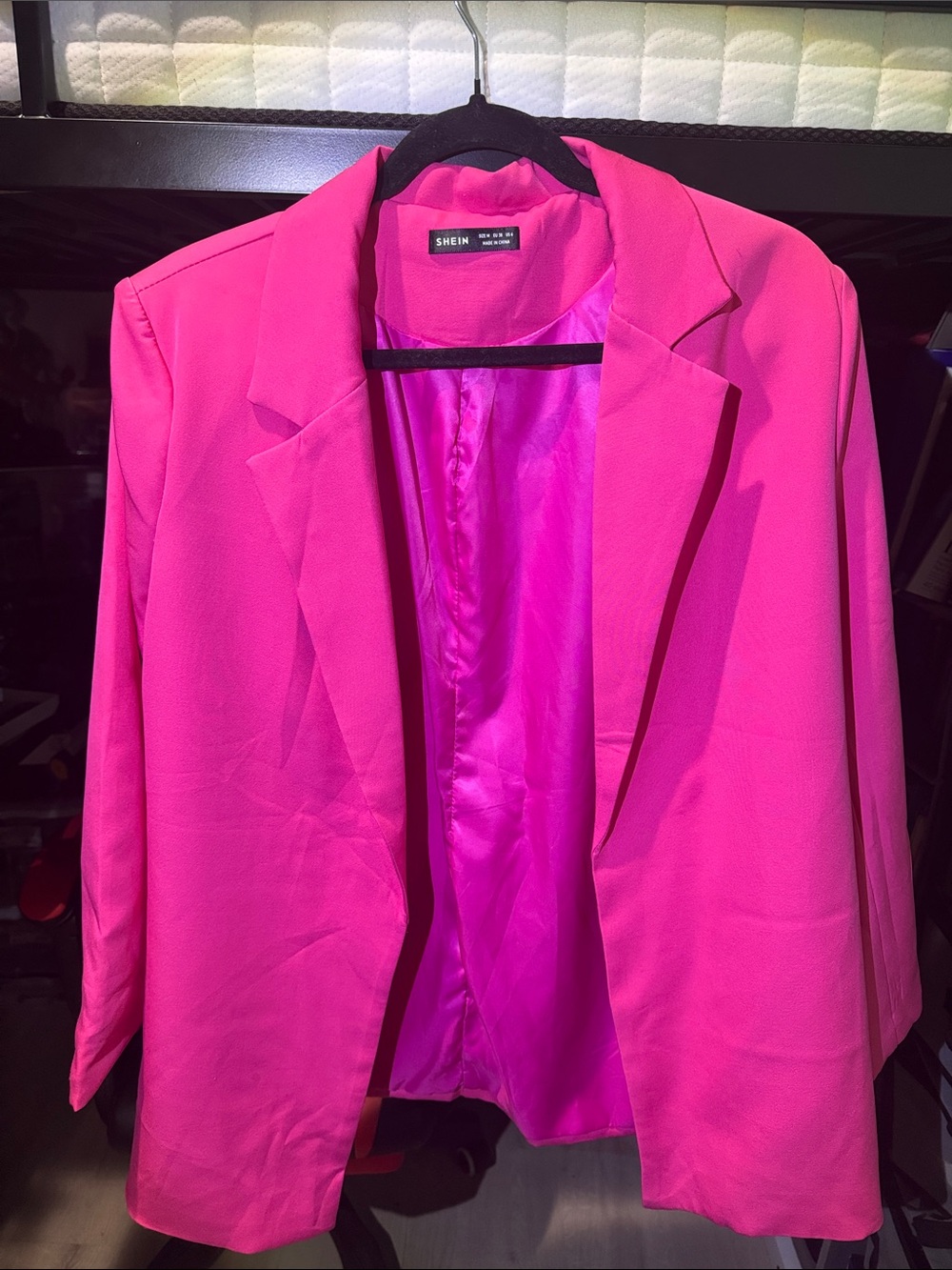 SHEIN Bright Fuchsia Open-Front Blazer
